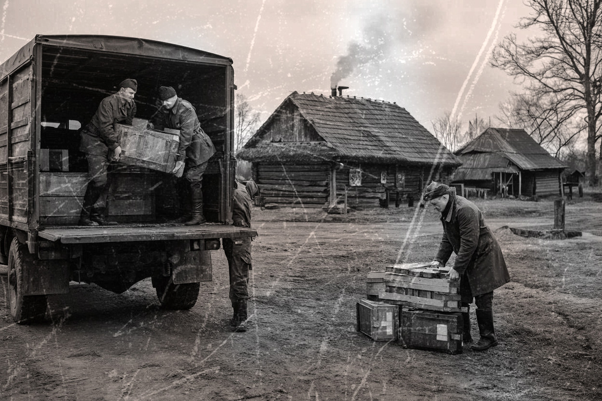 Сотрудники Аненербе разгружают машину