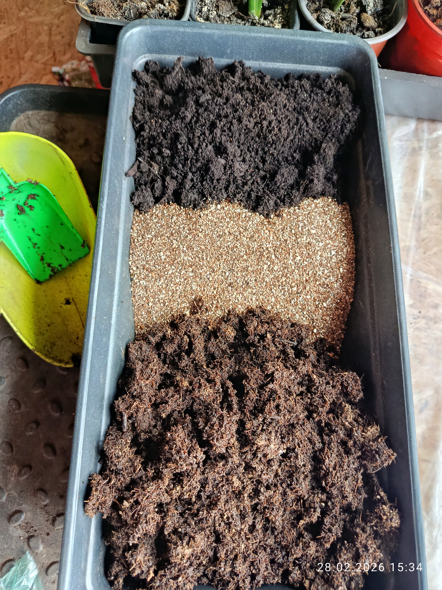 Смесь чернозёма, вермикулита и кокосового волокна