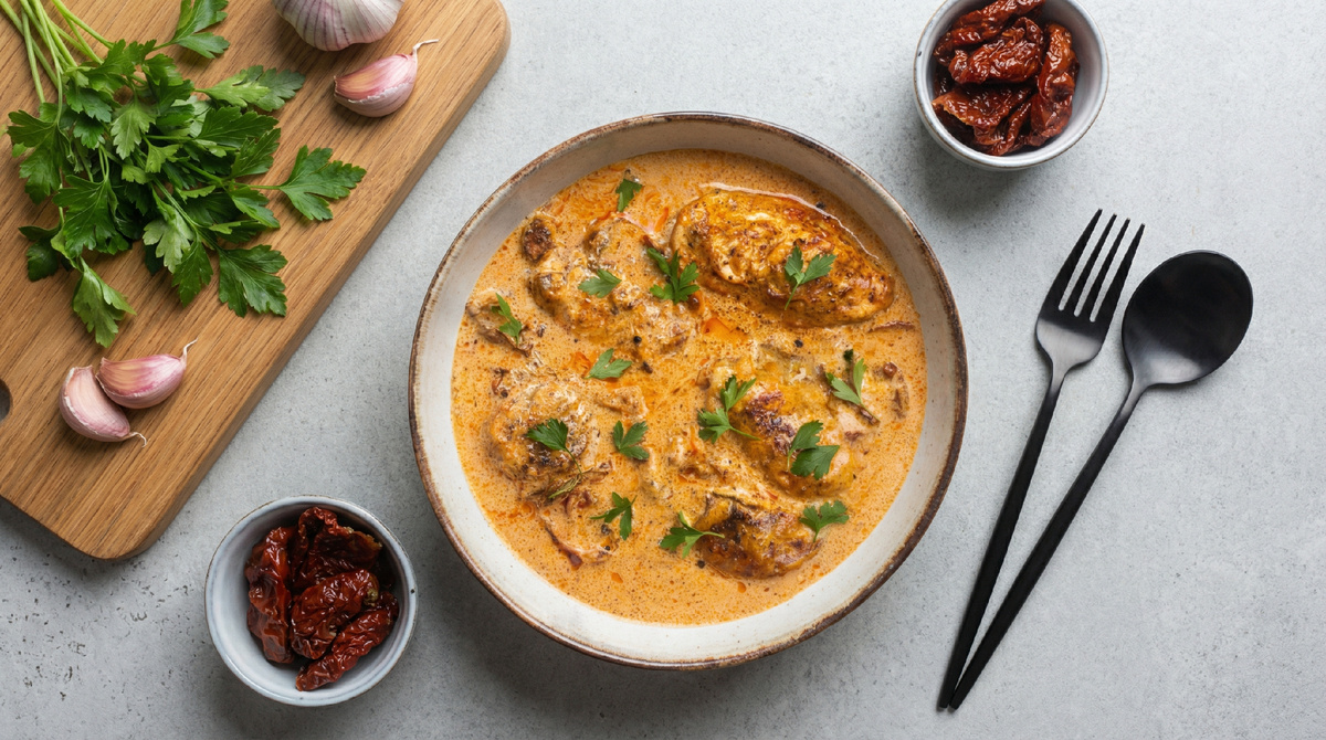 Курица по-каджунски в сливочном соусе — пример того, как каджунская приправа меняет вкус привычного блюда.