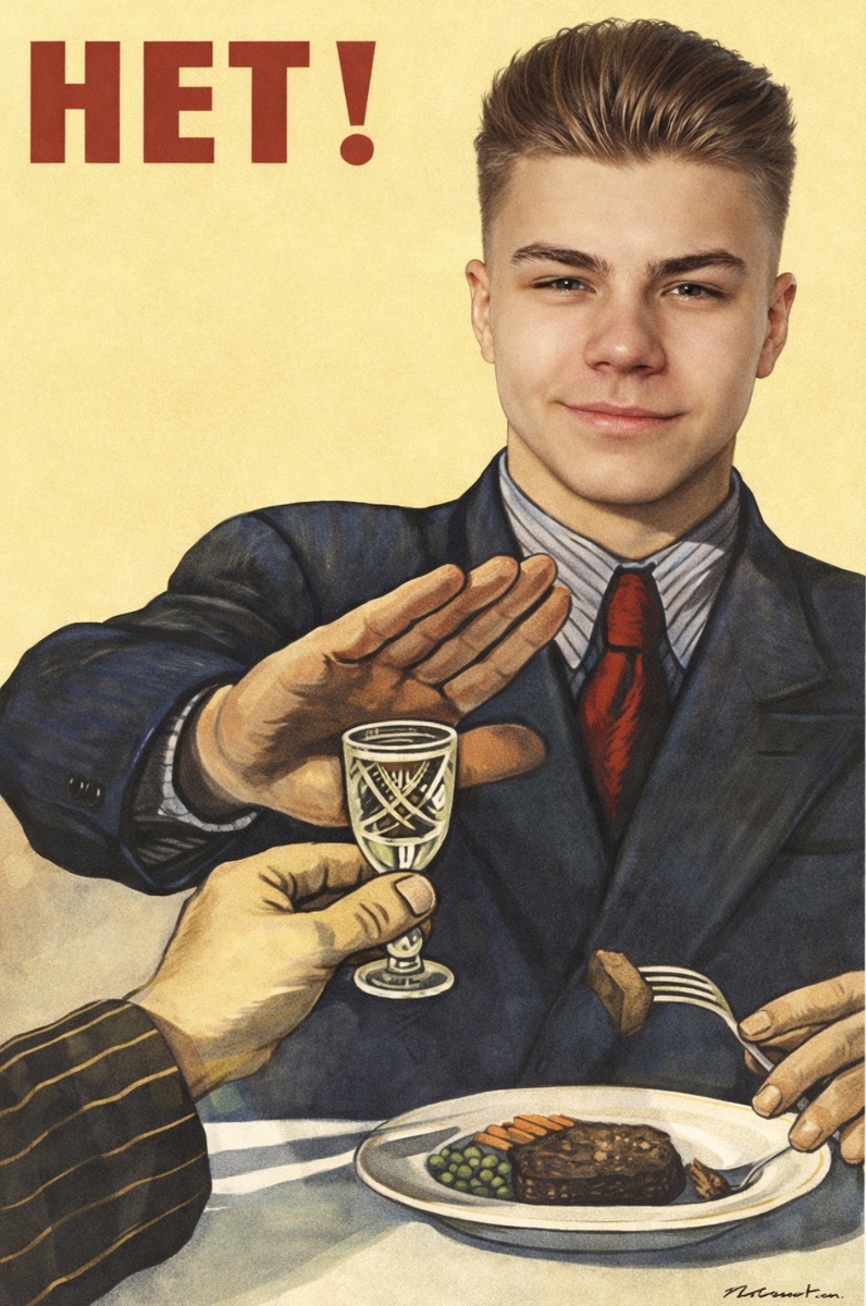 Вдохновился на создание картины плакатом художника-плакатиста Виктора Ивановича Говоркова