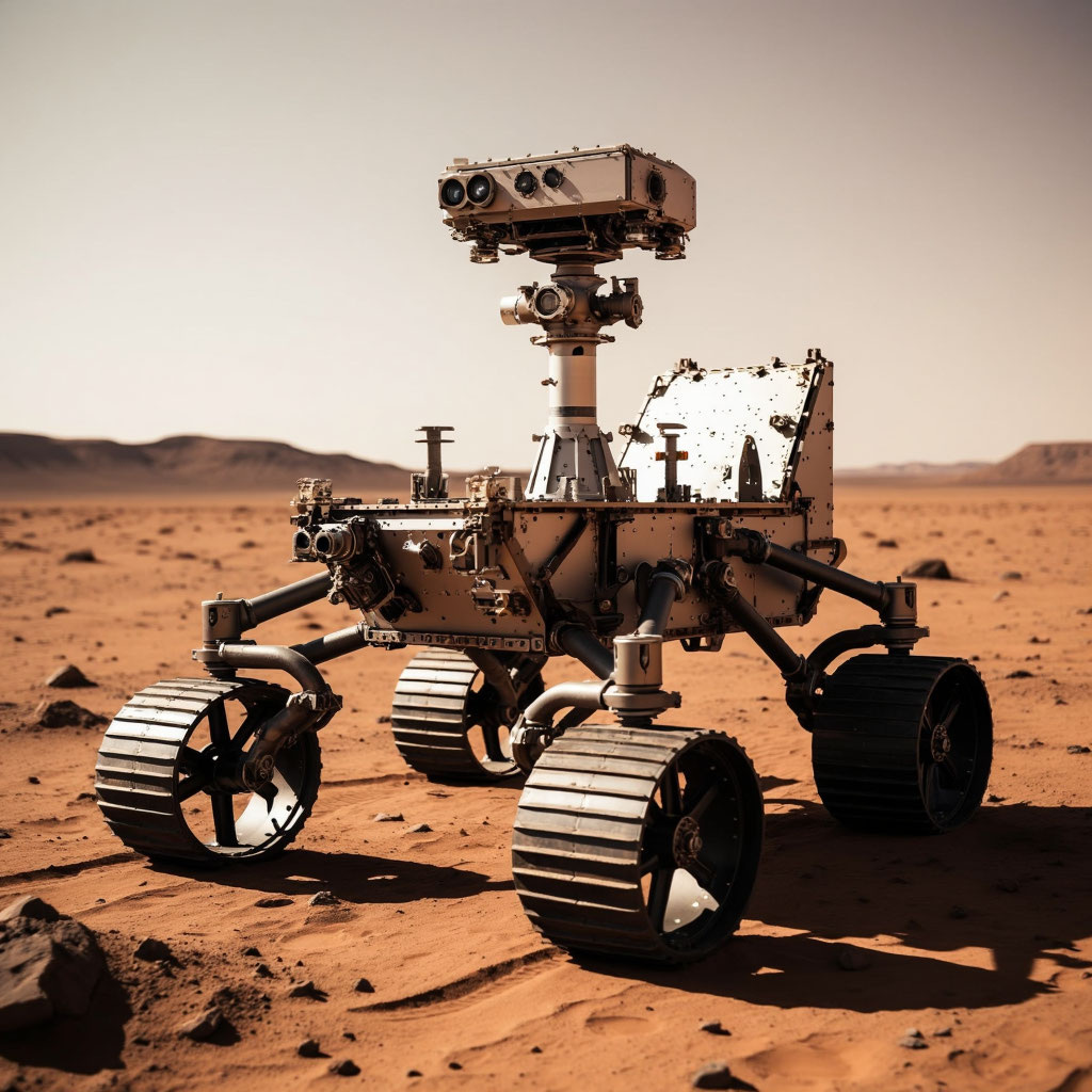 Марсоход на Марсе. Фото ИИ