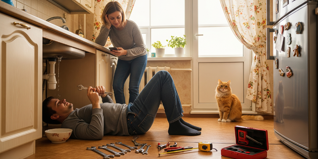 Наш кот уходит из комнаты, когда муж берёт инструменты