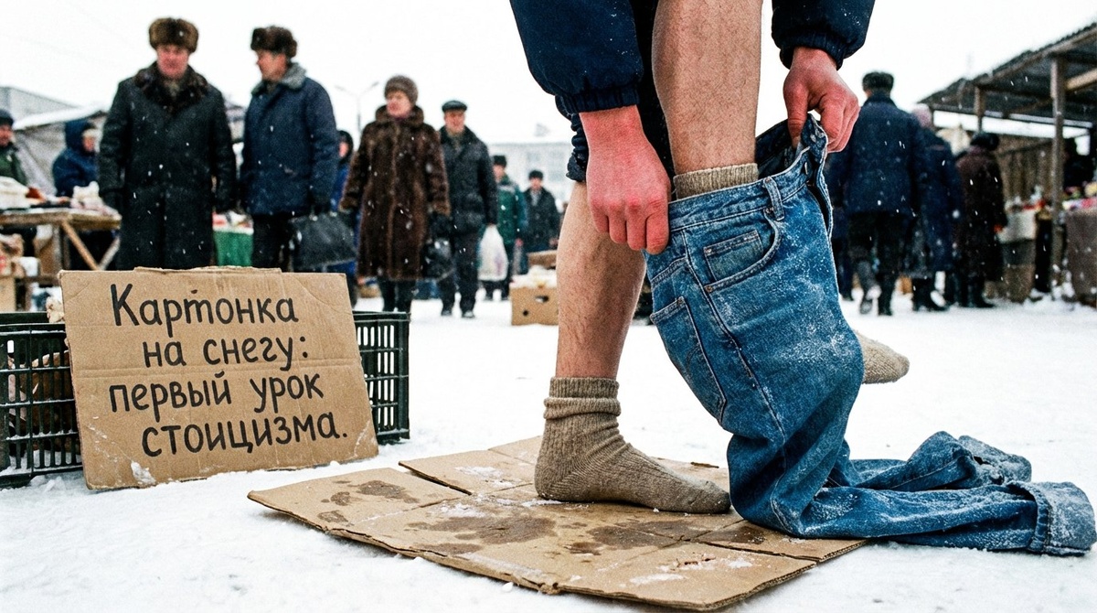 Картонка на снегу: первый урок стоицизма