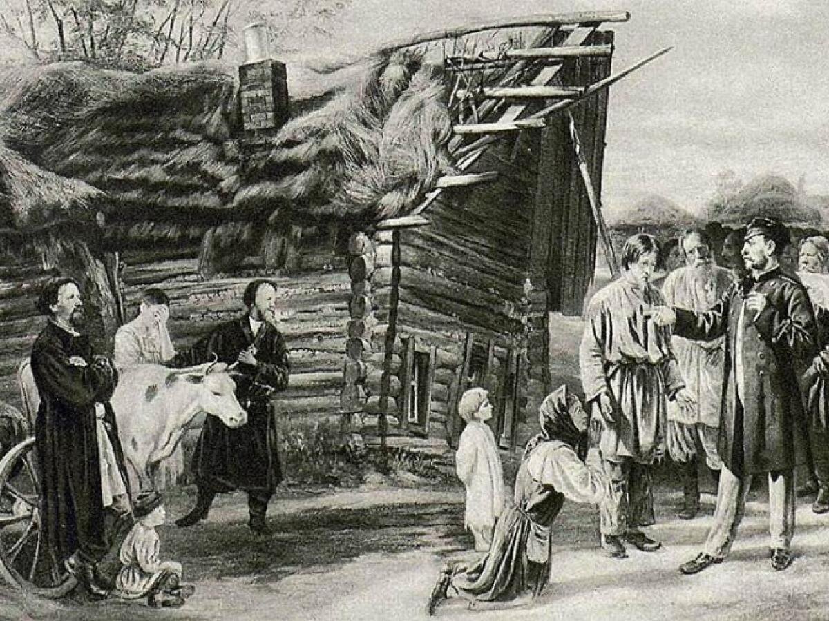 Сбор недоимок. Автор: Пукирев В.В. 1875 год