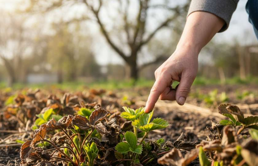 Почему я больше не срезаю листья у клубники сразу после схода снега и как это повлияло на урожай
