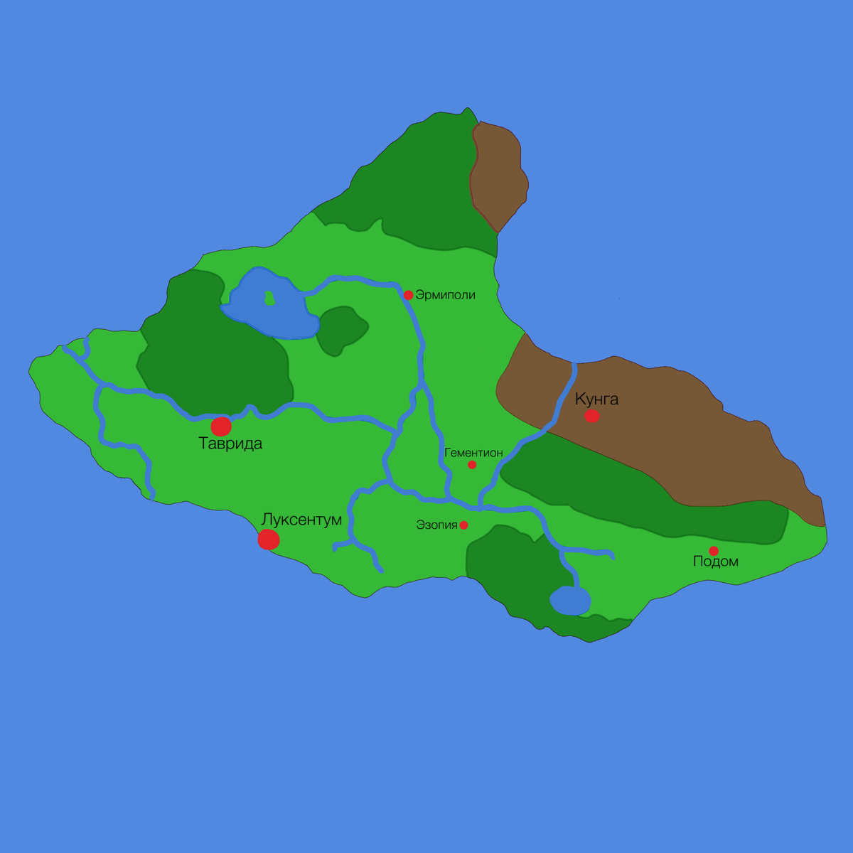 Карта острова на момент прихода Оспада I.