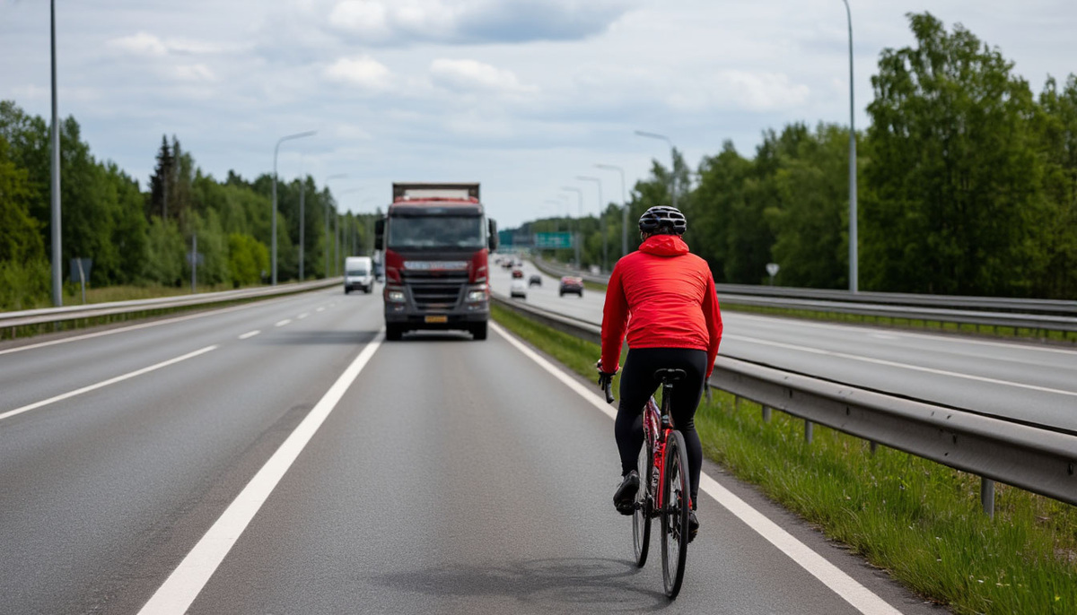 Велосипед на автомагистрали