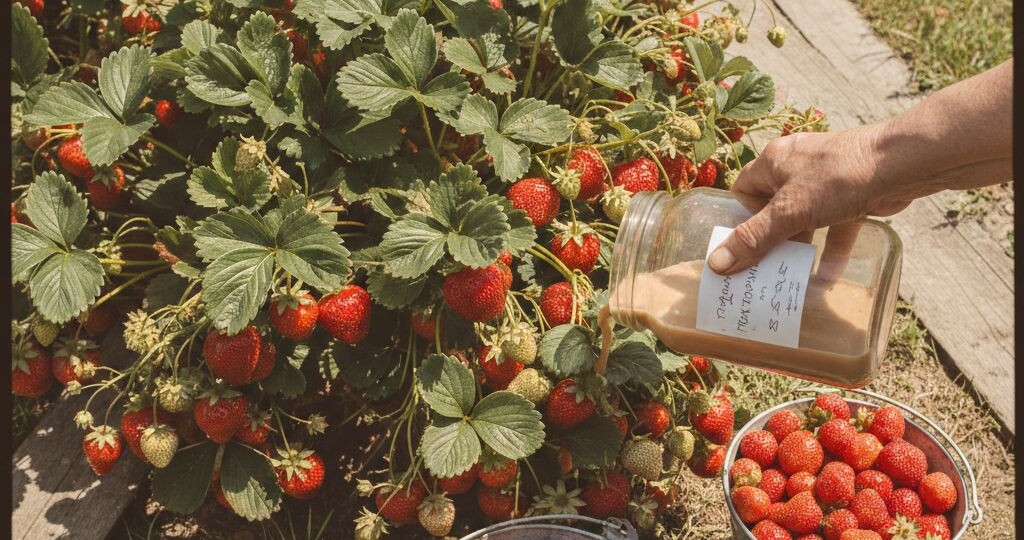 Хотите чтобы клубники было действительно много? Запишите самые эффективные подкормки от которых куст даёт много ягоды.