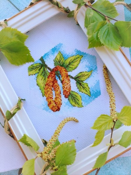 Соты. Береза, схема для вышивки крестом.  "Соты. Береза" по авторской разработке дизайнера Елены Вязгиной