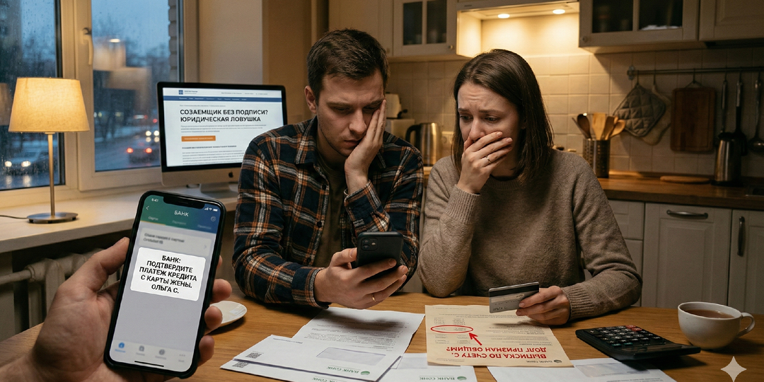 Оплатили кредит картой жены: Почему банк теперь считает ее созаемщиком (юридическая ловушка)?
