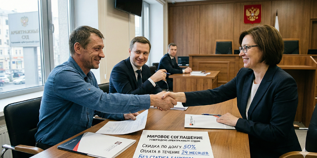 Мировое соглашение в суде: Как договориться с банком о скидке 50% и не получить статус банкрота?