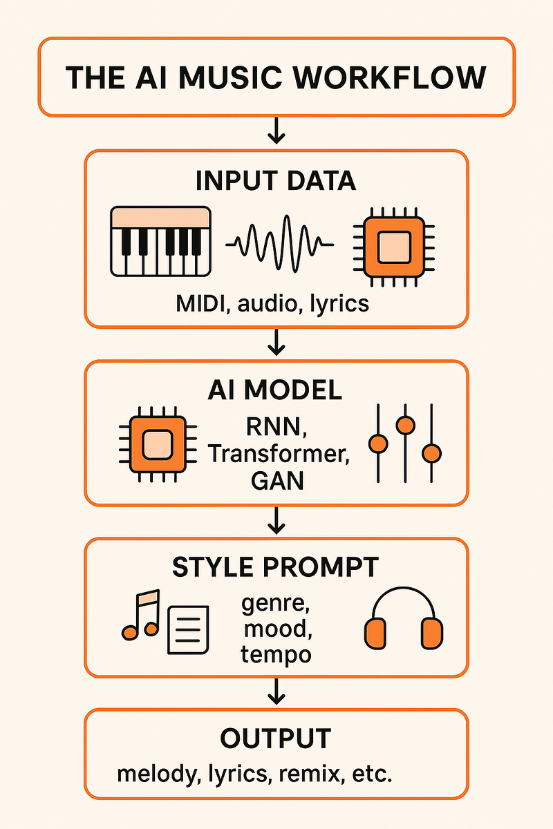 Рабочий процесс создания музыки с ИИ: от входных данных до готового результата