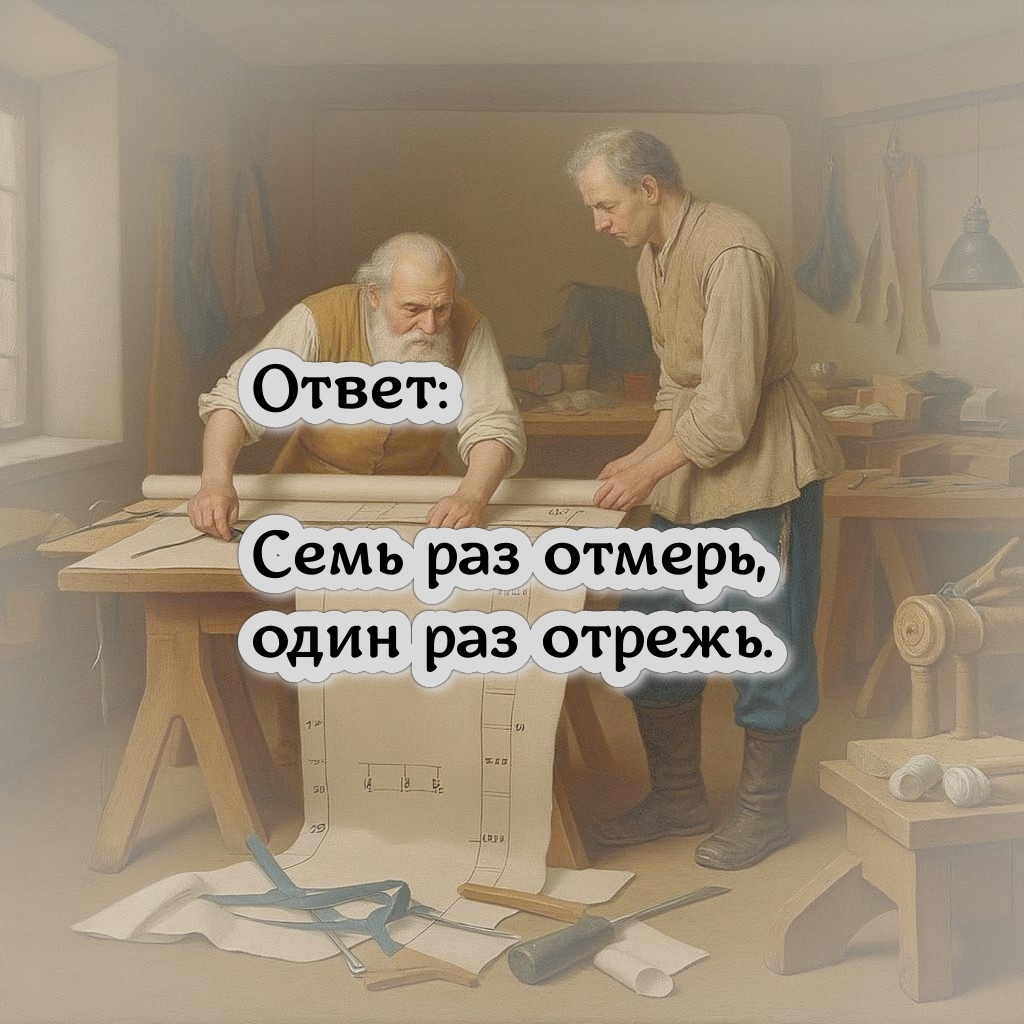 Семь раз отмерь, один раз отрежь.
