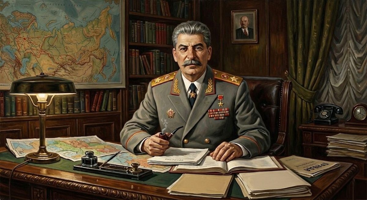 Сталин за рабочим столом в Кремле, 1946 год. Художественная реконструкция