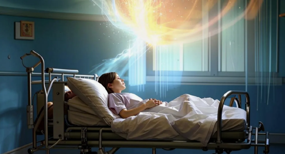 Она видела себя сверху и слышала разговоры врачей и медсестёр, будучи в состоянии клинической смерти