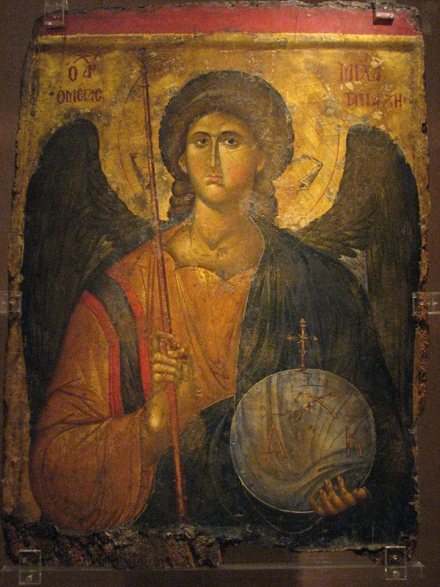 Икона Архангел Михаил. Византия. Константинополь,
Дата: XIV век.
Местонахождение: Греция. Афины. Музей византийского и христианского искусств.
Размер : 81.5 x 110 см.