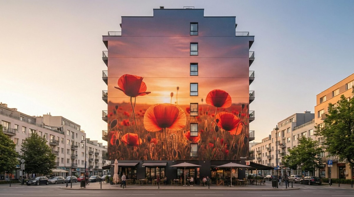 Фотореалистичный фасад с изображением природного пейзажа