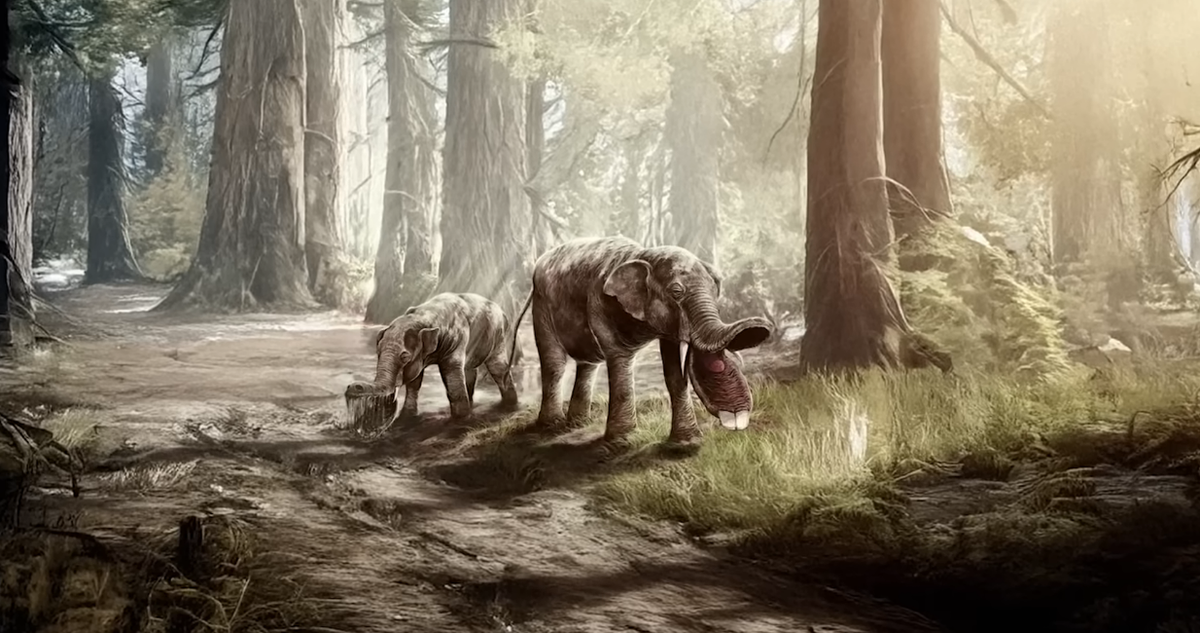 Реконструкция платибелодона с его странной челюстью-лопатой