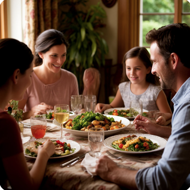 Семейный ужин за общим столом — результат грамотного планирования бюджета.