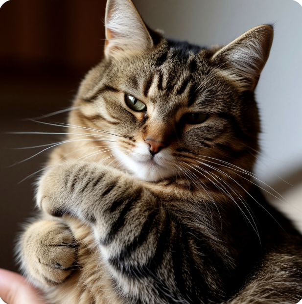 Ласковое "обнимание" кошки — так начинается большинство утренних манипуляций.