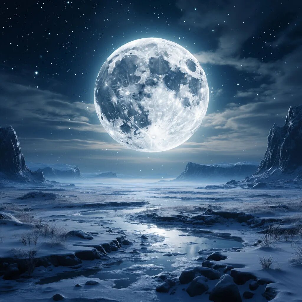 Луна. Иллюстрация сгенерирована нейросетью