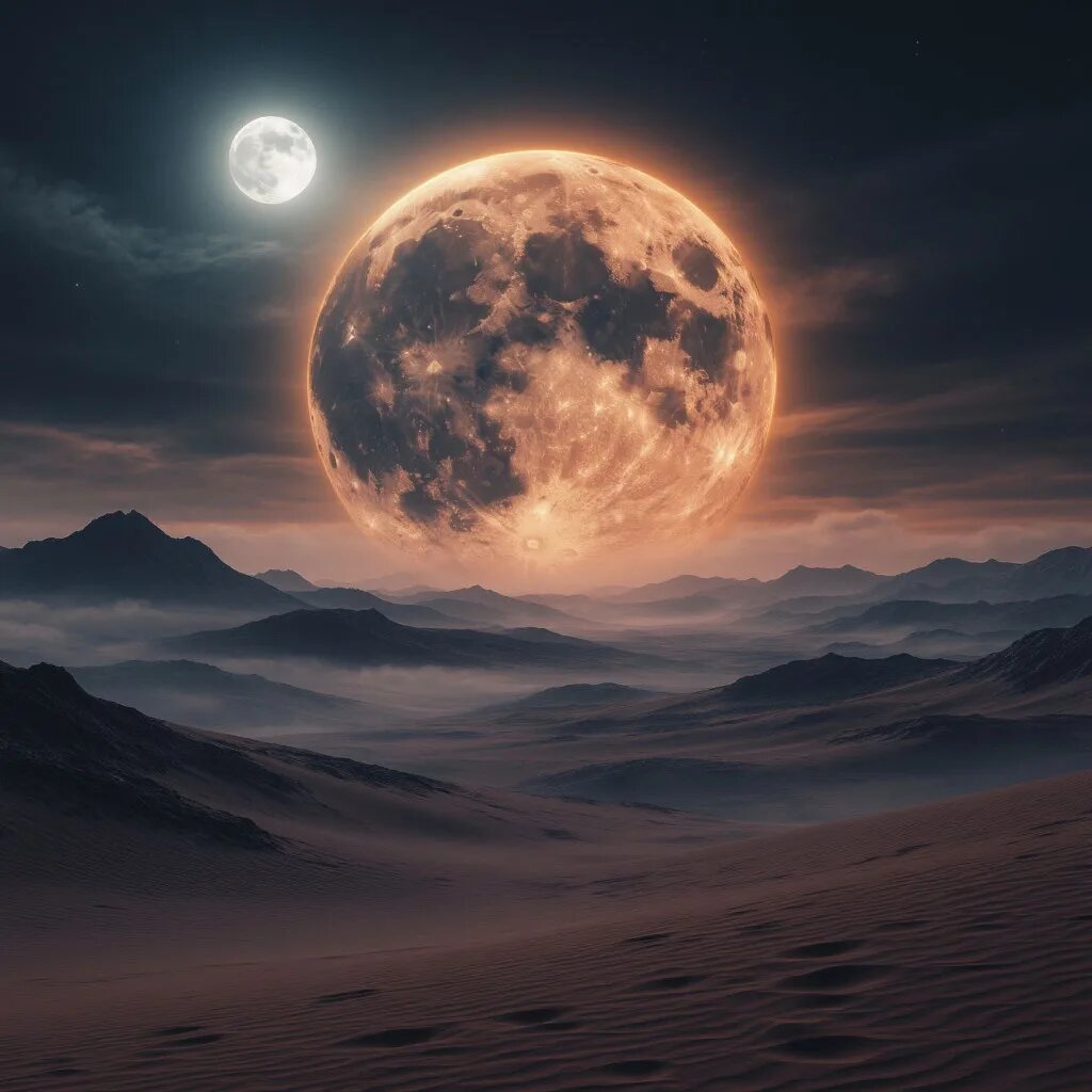 Луна. Иллюстрация сгенерирована нейросетью