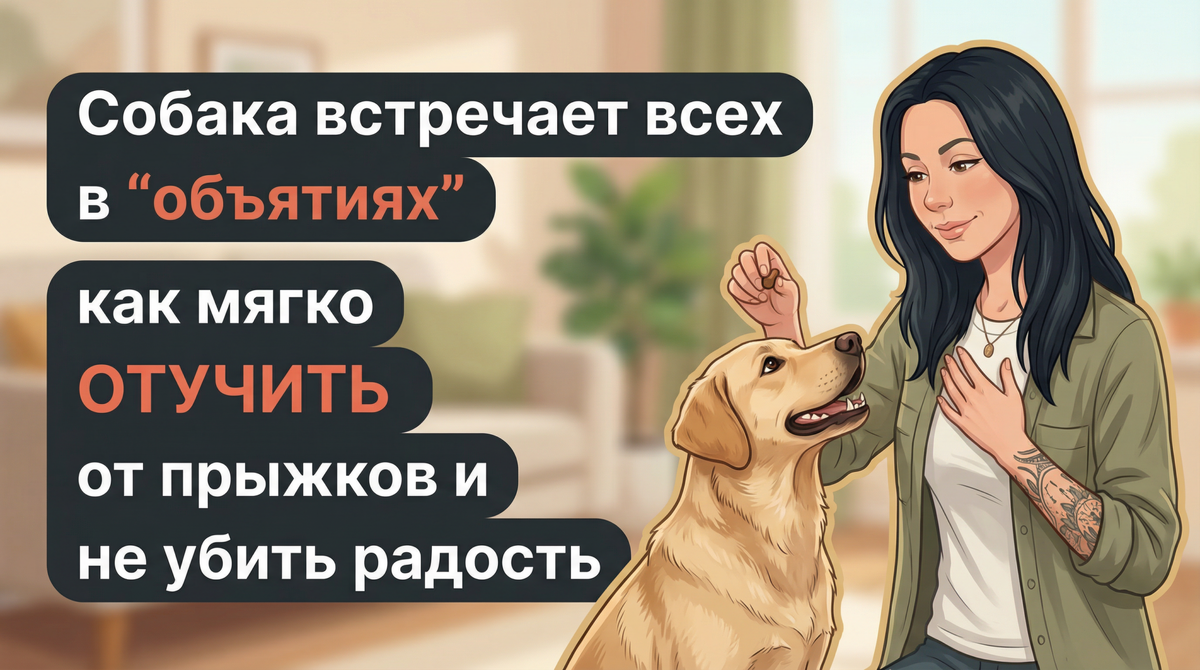    Обложка о том, как мягко отучить собаку прыгать на людей. Анна Марковская