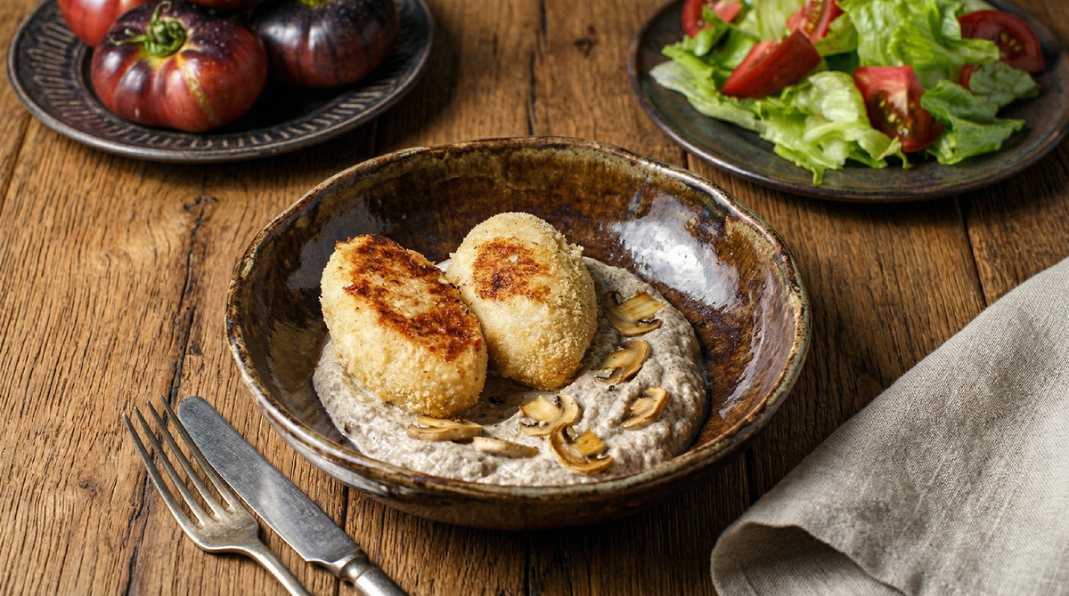 Грибные котлеты с соусом из шампиньонов