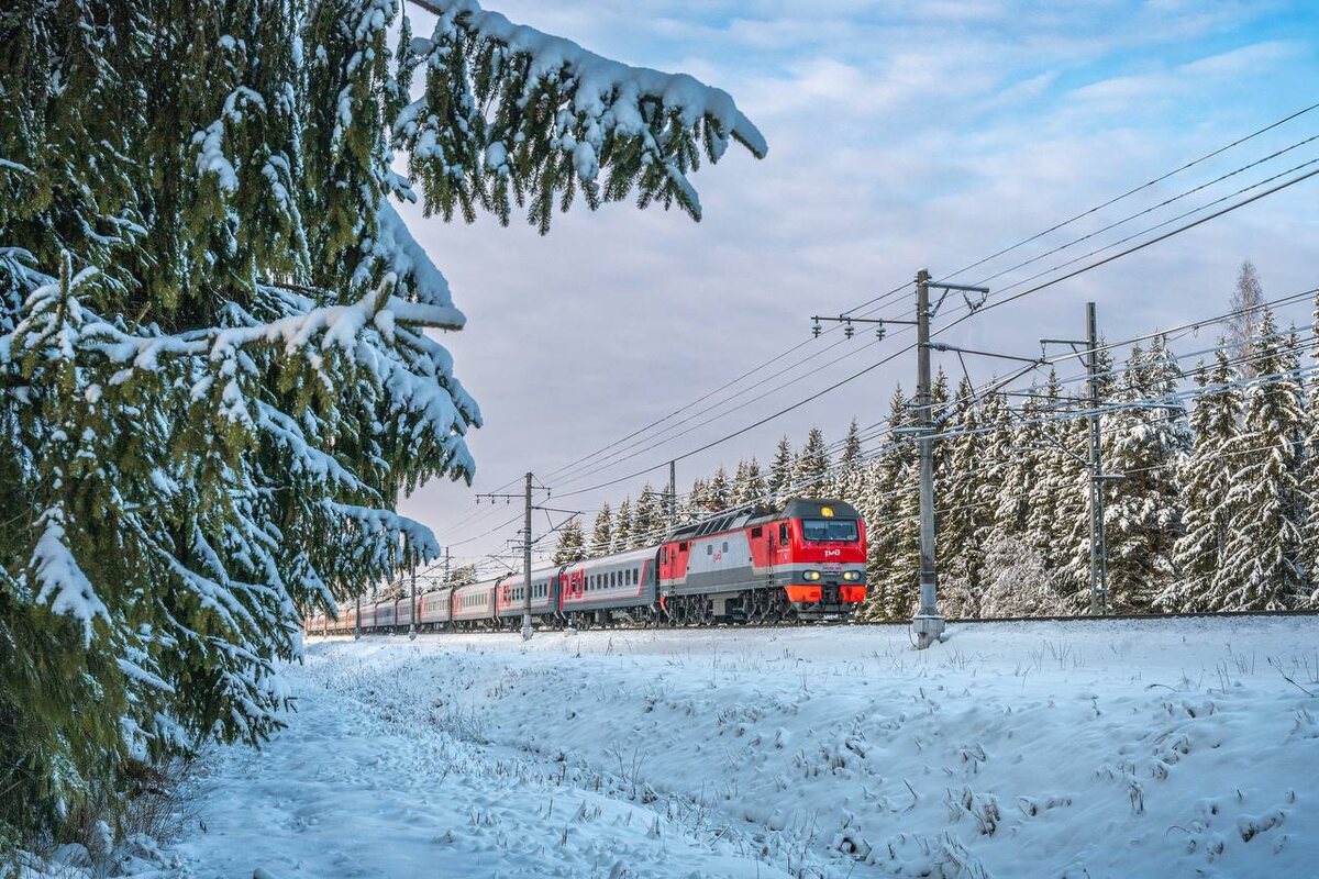    РЖД зима мороз поезд