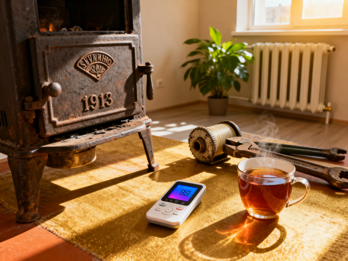 Вьюшка 1913 года и умный пульт 2026-го. Между ними — рулетка, чай и сотня лет прогресса. А суть одна: чтобы дома было тепло. Хорошо, когда есть выбор: хочешь — дровишек подкинь, хочесть — с телефона нажми. 🔥📱🏠