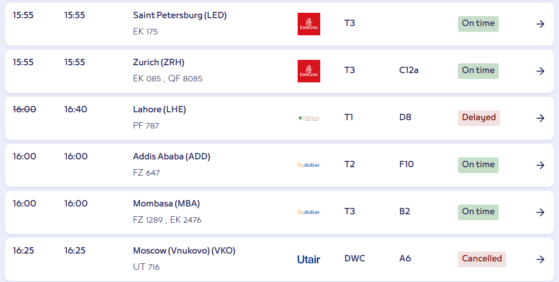 Информация (частичная) о вылетах на 3 марта (обновлено 3 марта 2026)