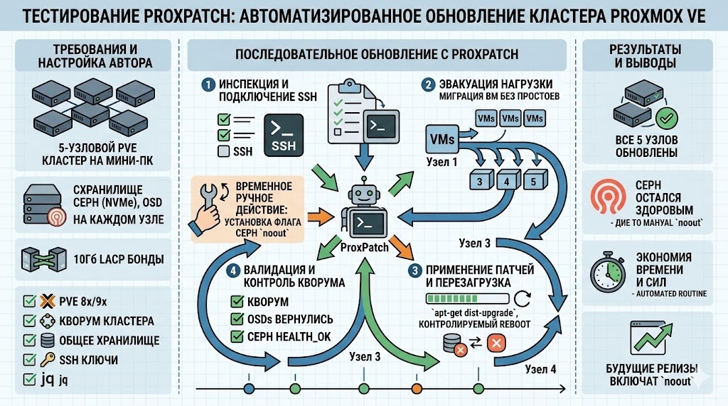 Обновление кластера Proxmox без простоев: Тестируем утилиту ProxPatch