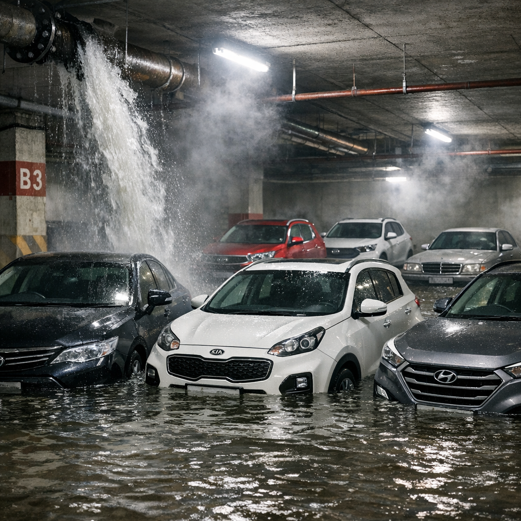 затопило машины