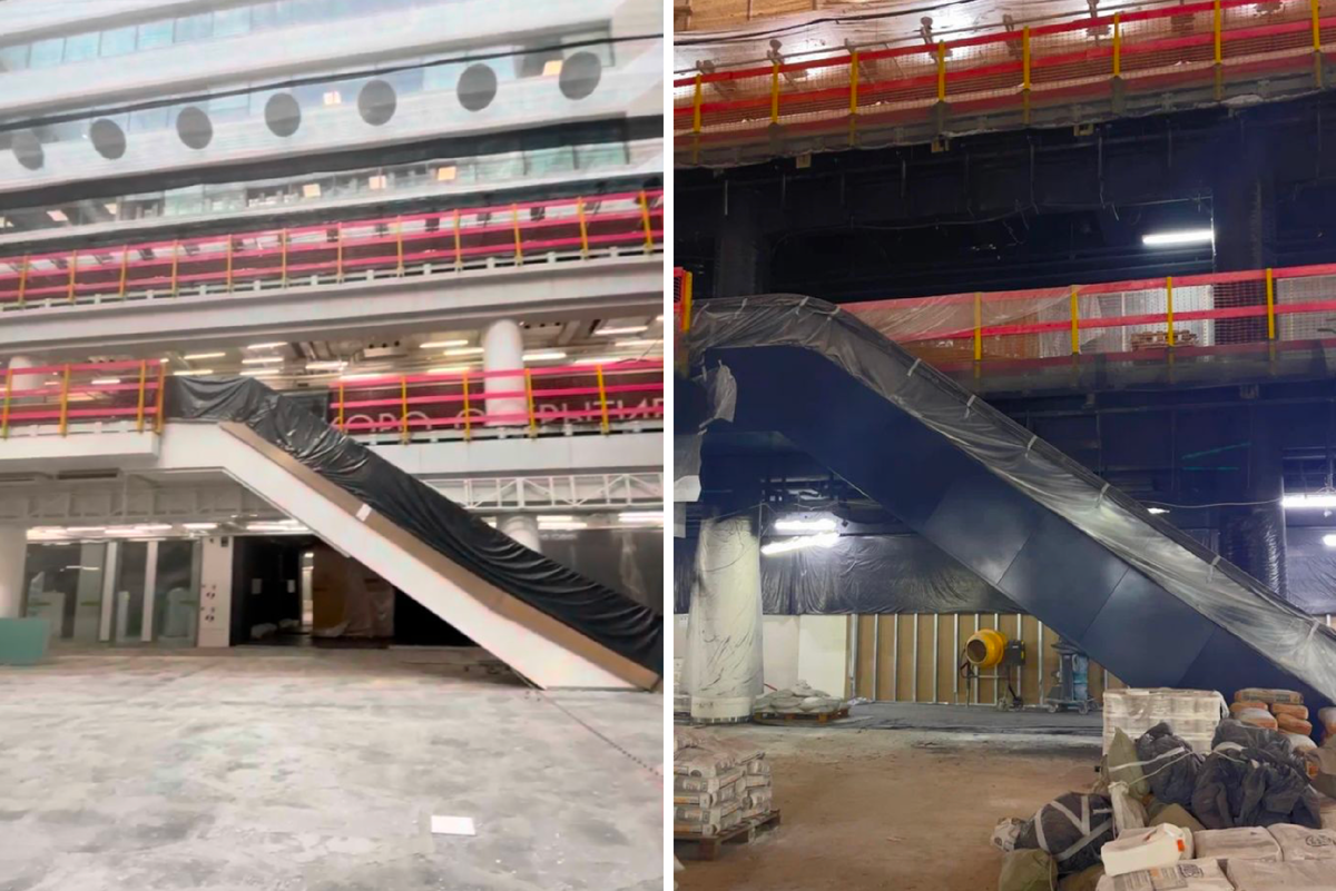 Покраска эскалаторов в торговом центре