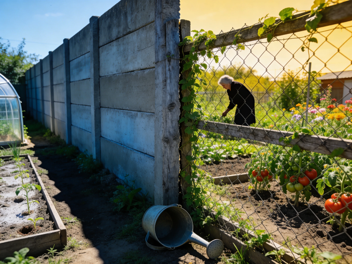 Когда забор выше, чем добрососедские отношения, по одну сторону остаётся урожай, а по другую — только тень 🚧🌗