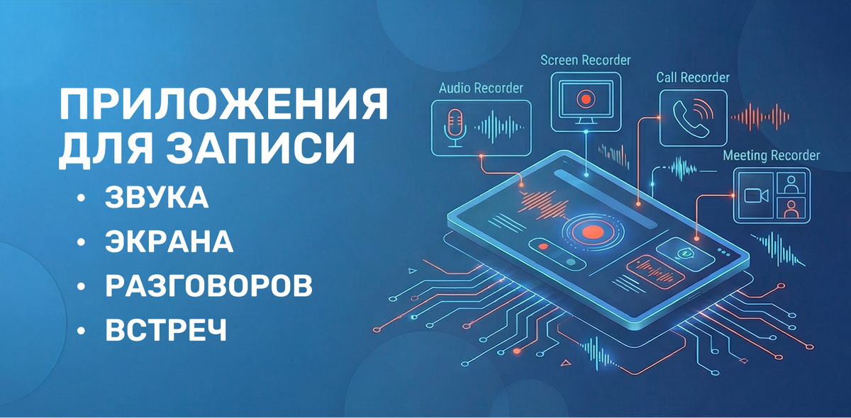 Приложения дла записи: звука, экрана, разговоров, встреч
