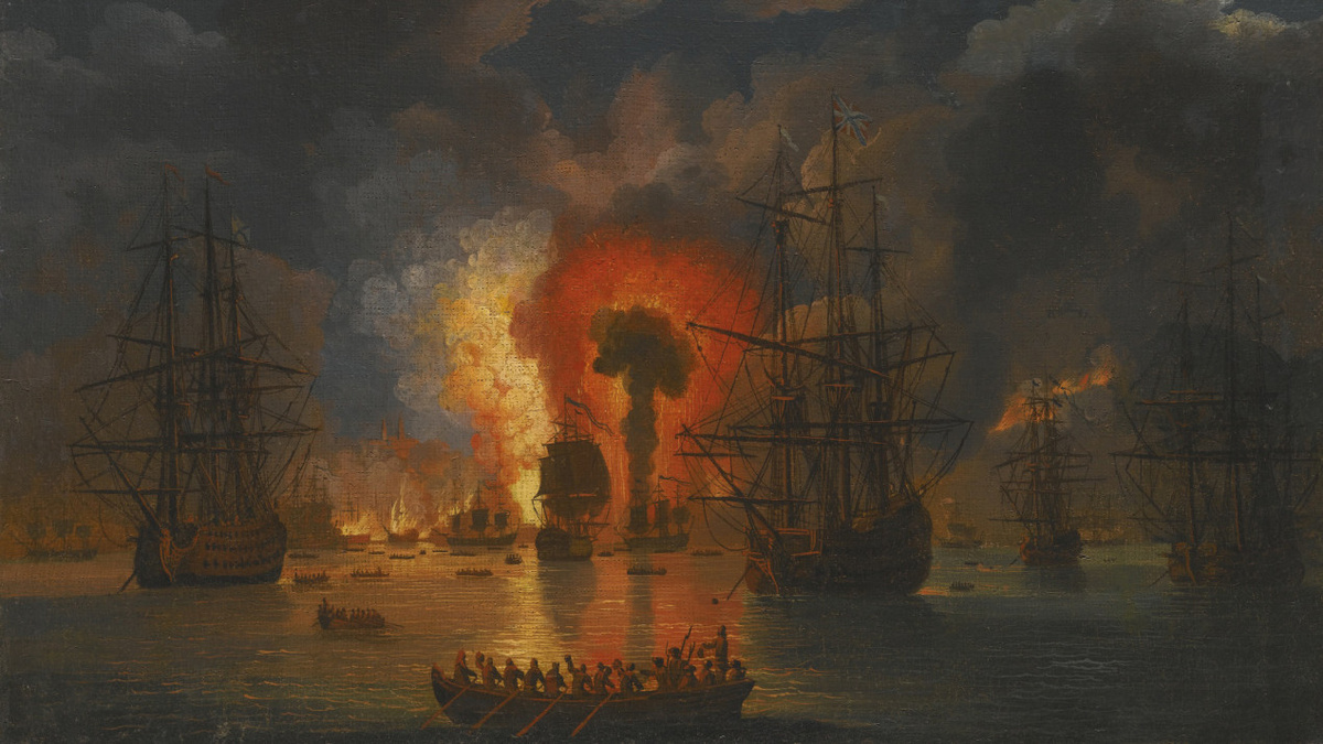 Картина Якоба Хаккерта «Эпизод морского боя». 