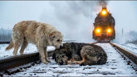Поезд приближался быстро, собака не могла встать с рельсов, а вторая не уходила. А произошло дальше поразило всех до глубины души