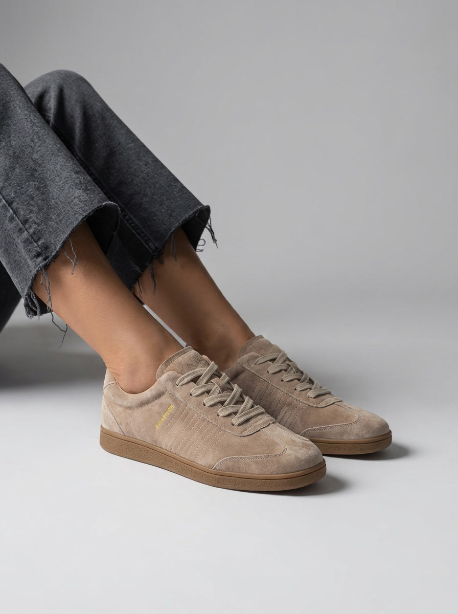 Бежевые кеды женские натуральная замша