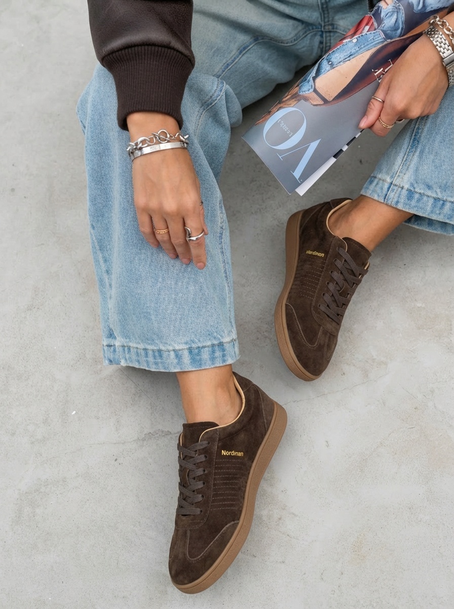 Коричневые кеды женские натуральная замша