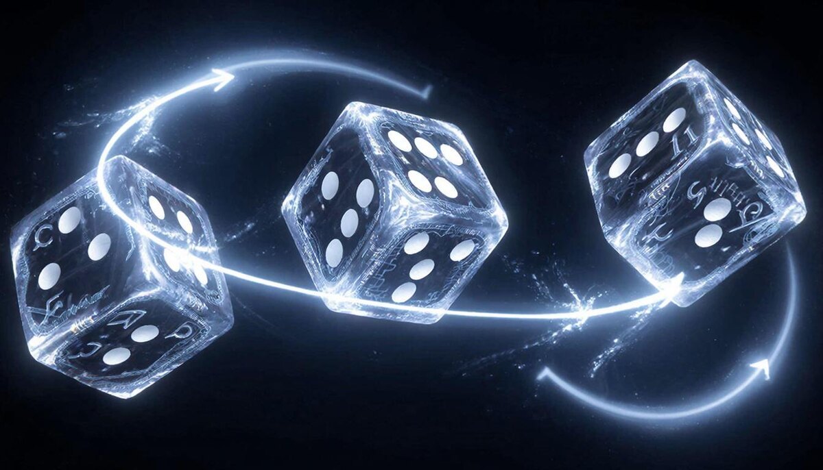 Гарднер показал кубики, которые ведут себя как «камень, ножницы, бумага»: А выигрывает у В, В у С, но С выигрывает у А. Нетранзитивность оказалась скрытой пружиной сложности – от бактерий до экономики. 