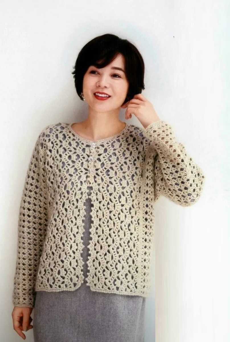 Ажурный кардиган крючком