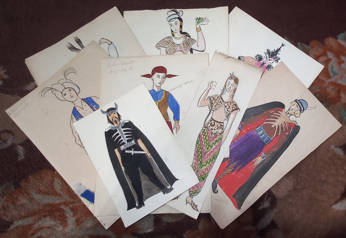 Дополнительные эскизы к спектаклю Свердловского ТЮЗа "Одолень-трава". Художники Блиновы Н. А. и Н. Ф.. Из архива автора.