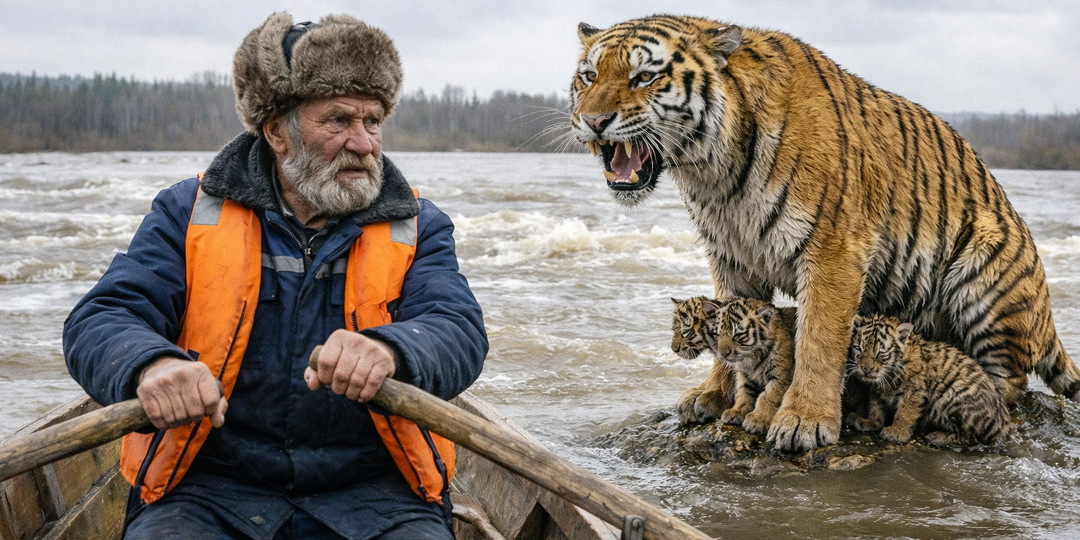 Старик услышал крик тигрицы и поплыл к ней на утлой лодке. Через три дня она вернула долг
