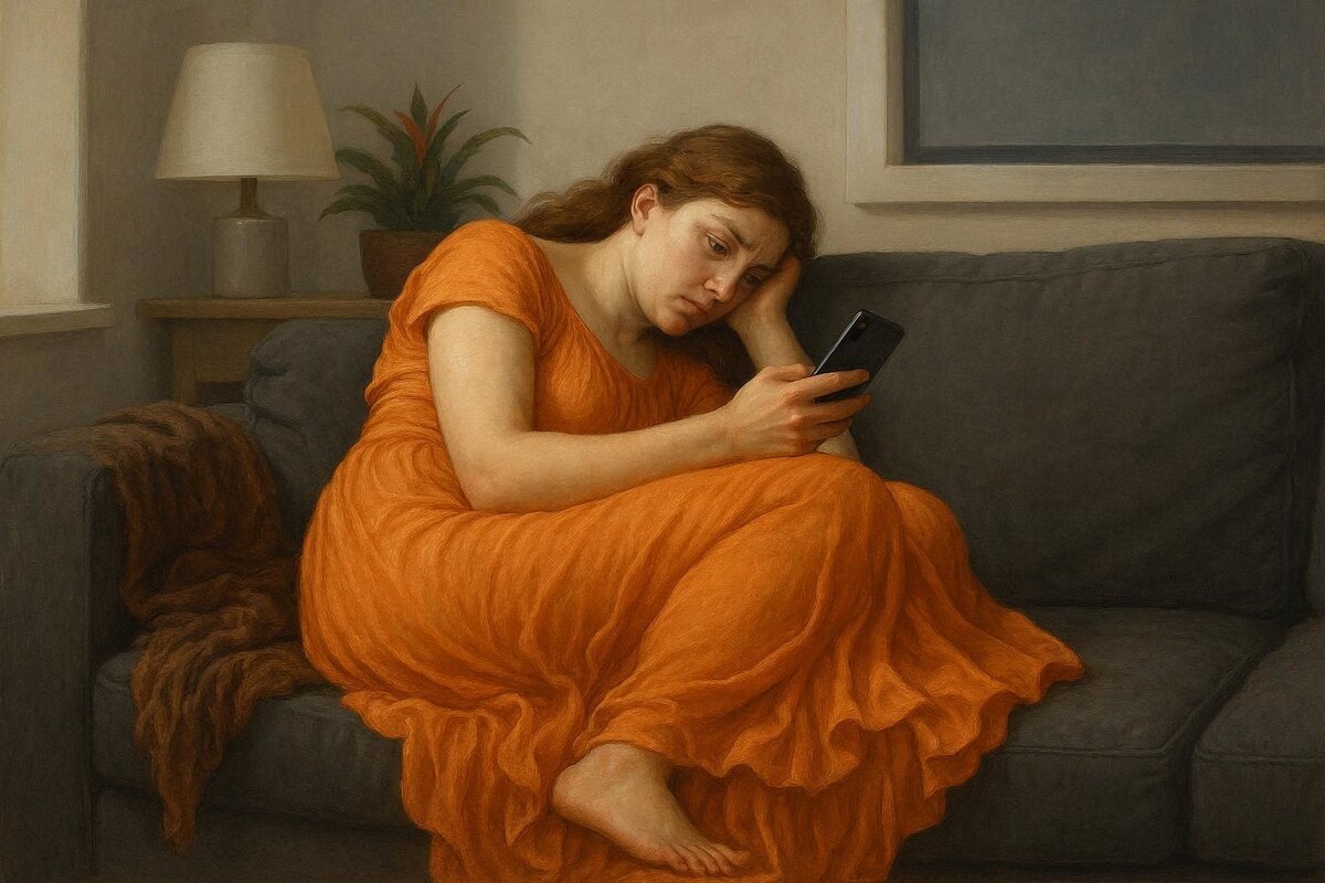 Изображение сгенерировано нейросетью по мотивам картины Ф. Лейтона «Пылающий июнь»