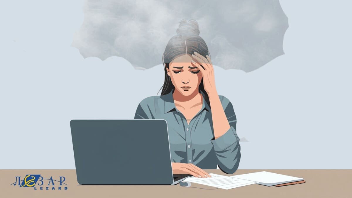 Последствия коронавируса («туман в голове»): усталость, рассеянность и сложности с концентрацией (изображение создано в онлайн‑сервисе «Перплексити»).