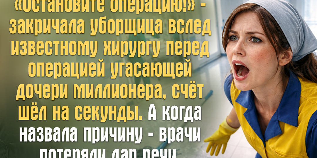 «Остановите операцию!» — закричала уборщица вслед известному хирургу перед операцией угасающей дочери миллионера, счёт шёл на секунды.