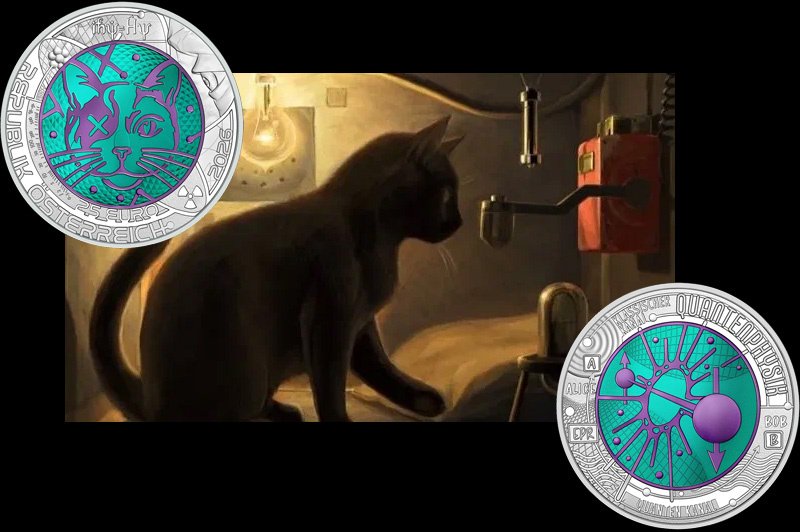 Монета Австрии 25 евро 2026 «Кот Шредингера»