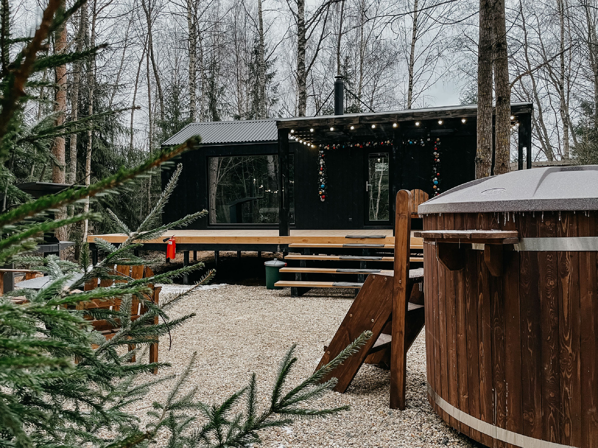 Барн с камином и ванной у окна "Под кронами"