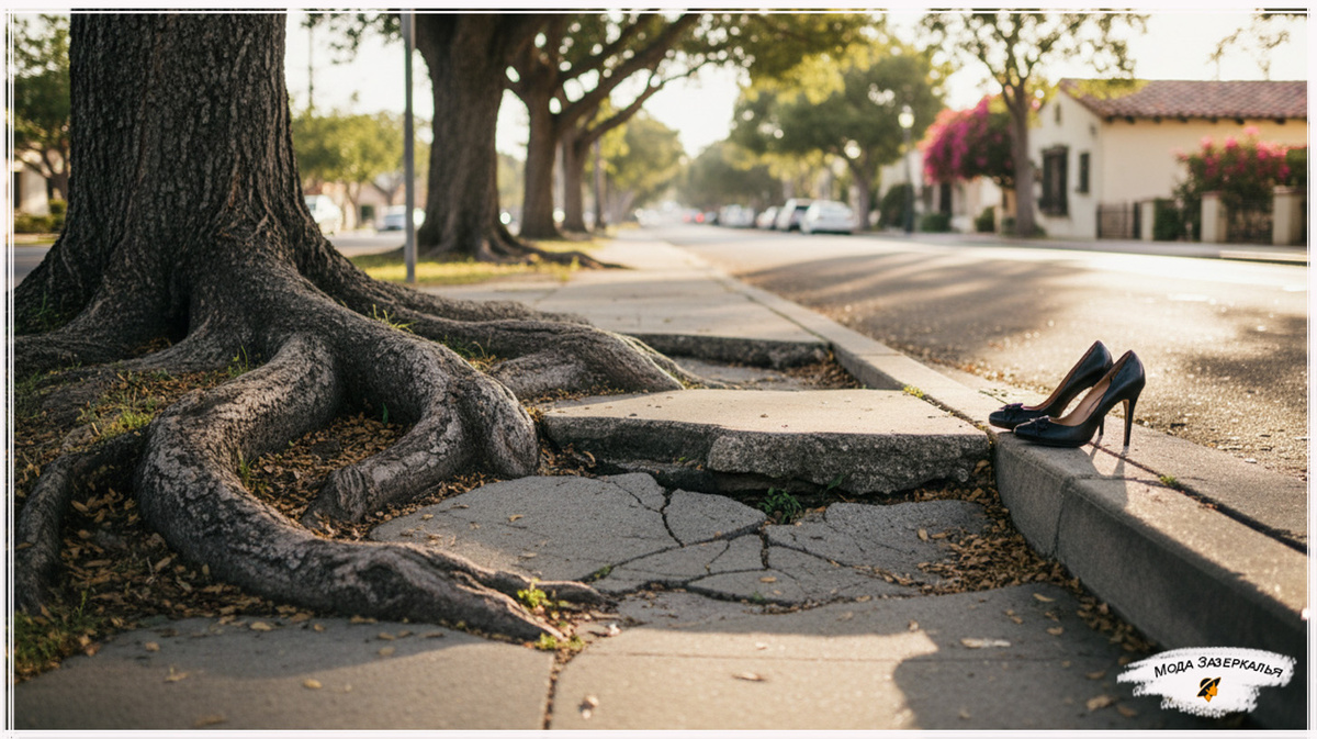 Корни деревьев подняли тротуары